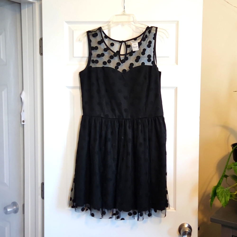 Sheer polkadot black cocktail dress
